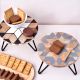 Brown and Grey Modern Flower Wood and Resin Cake Stand for Dessert, Fruit and Planter